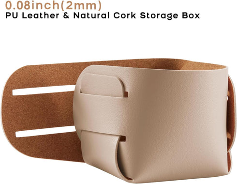 HOMIEAZICOZI 2-Pack Cork Leather Makeup Brush Holder Organizer - Desk Accessories Storage - Pencil Pen Holder - Stylish Addition to Home Decor (Apricot) by HOMIEAZICOZI