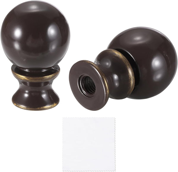 uxcell 2Pcs 1.5" Tall Lamp Finials Brown/Gold, 1/4-27 Thread Lamp Cap Knob