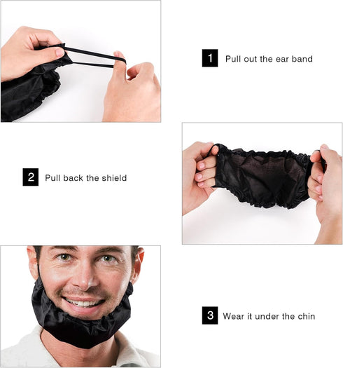 4Pcs Men Cooking and Haircut Beard Covers - Adjustable Polyester Beard Bib for Catering, Grooming, Salon Use, Reusable