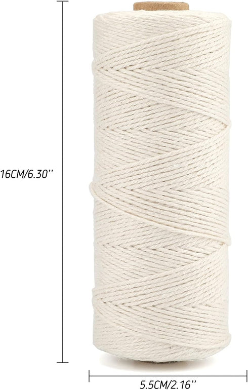 G2PLUS White Cotton Cooking Twine String, 1MM, 656Feet Food Safe Butchers Twine for Tying Meat