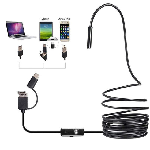 3 in 1 Endoscope Inspection Camera: Digital Semi-Rigid Borescope, Waterproof Black HD Camera, 2m/78.7inch