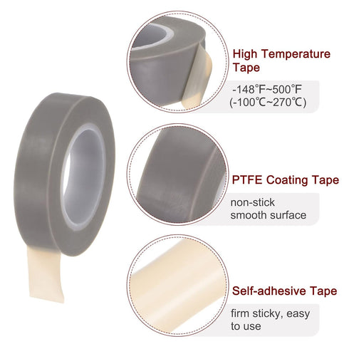 PTFE Film Tape Roll, 0.5" x 33 ft, High Temperature, Gray, for Vacuum Sealer Machine