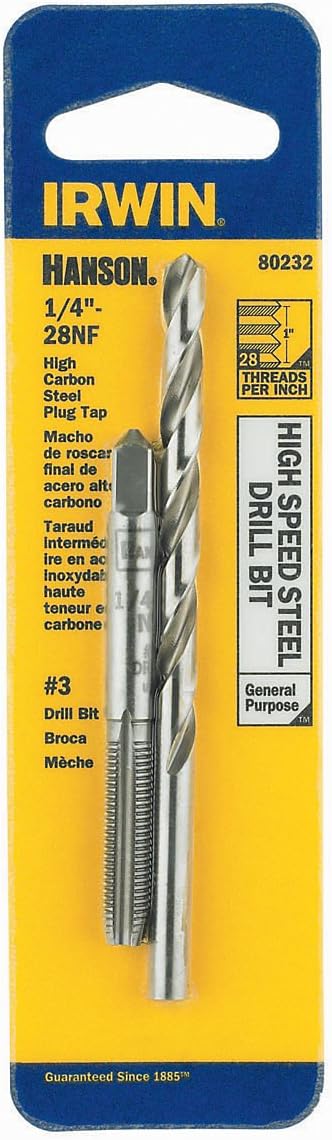 Irwin Tools IRWIN HANSON 1/4" - 28 NF Tap and No. 3 Drill Bit Set (80232)