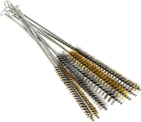 YXQ 12Pcs Tube Brush Kit - Stainless Steel/Brass Wire Bottle Long-Handle Bristle Cleaning (12 inch X 6mm-20mm)