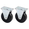Framendino 2 Pack Rubber Caster Wheels, Fixed Black Casters with Rigid Non-Swivel Top Plate, 3 Inch