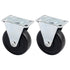 Framendino 2 Pack Rubber Caster Wheels, Fixed Black Casters with Rigid Non-Swivel Top Plate, 3 Inch