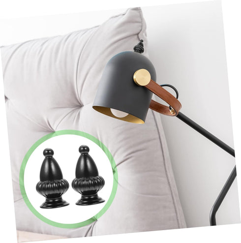 SHINEOFI 2pcs Black Aluminum Lamp Finial Knobs Elegant Decorative Cap for Table and Floor Lamps Unique Design Polished
