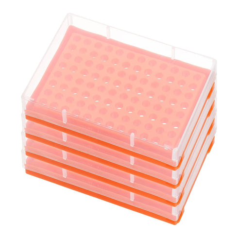 PATIKIL 96 Wells PCR Tube Rack, 4pcs Waterproof Tubes Filling Tray, Centrifuge Tube Holder for 0.2ml Test Strips Tubes,