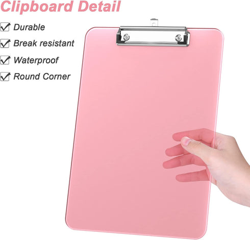 Rimilak Plastic Clipboards, Low Profile Metal Clip, Translucent Clip Board, 12.5 x 9 Inch Letter Size for Office Supply