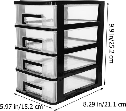 Gatuida Plastic Storage Drawers, 4 Drawer Desktop Organizer, Clear Plastic Makeup Organizer, Stackable Storage Box,