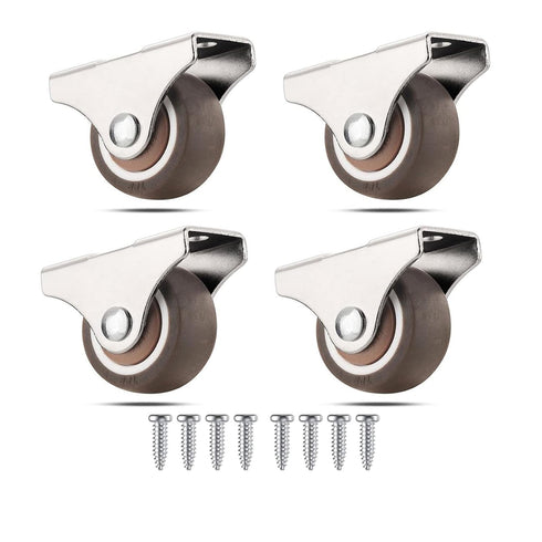 Mini Fixed Caster Wheels 1 inch, Silent Ball Bearing Small Casters for Furniture Rolling Cabinet, 4 Pack