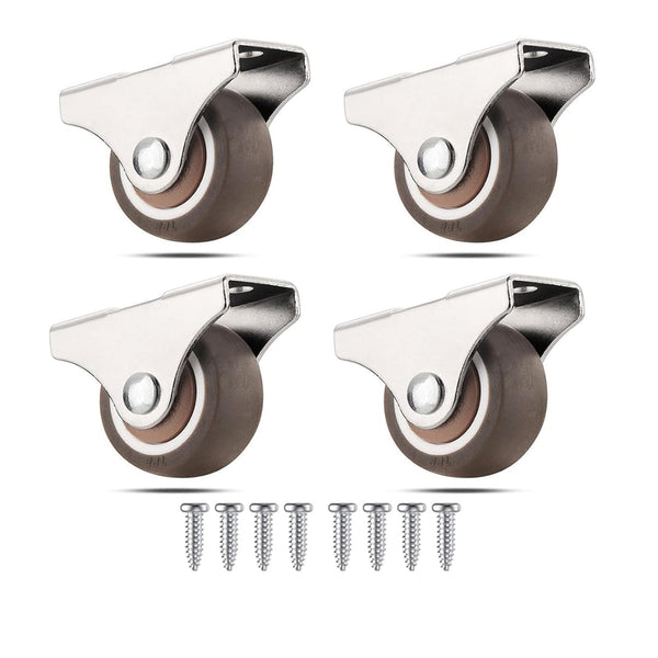 Mini Fixed Caster Wheels 1 inch, Silent Ball Bearing Small Casters for Furniture Rolling Cabinet, 4 Pack
