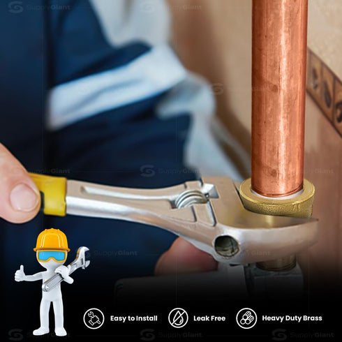 Supply Giant CSSD0340 3/4'' x 1/4' Reducing Coupling with Female National Pipe Taper Threaded Ends, Brass Construction
