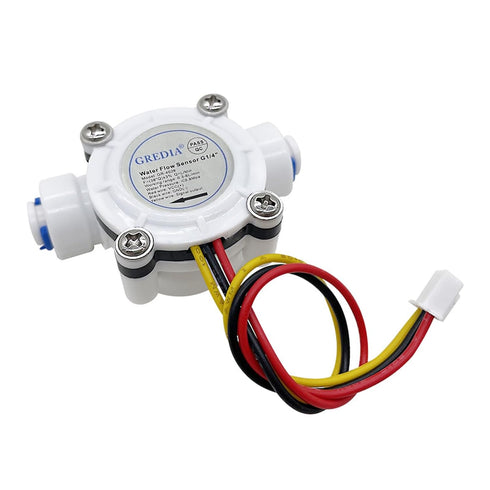 1/4" Quick Connect Food-Grade Water Flow Sensor Hall Effect Flowmeter Fluid Meter Counter 0.3-6L/min