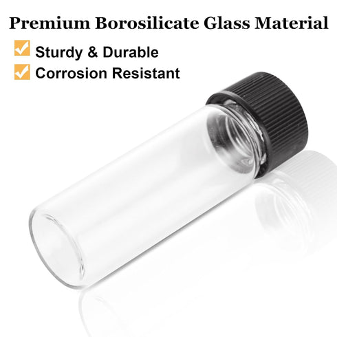 100 Pack Clear Glass Vials, 4ml with Black Plastic Screw Caps, Leak-Proof Bottles for Essential Oil, Reagent
