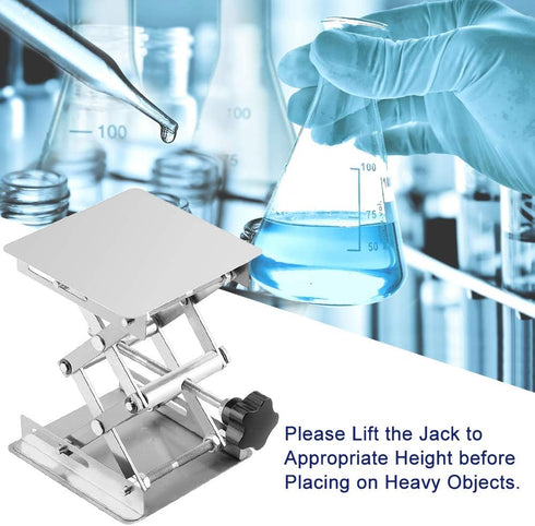 4 x 4 inch Lab Scissors Jack, 100 x 100 mm Stainless Steel Laboratory Support Jack Platform Lab Lift Stand
