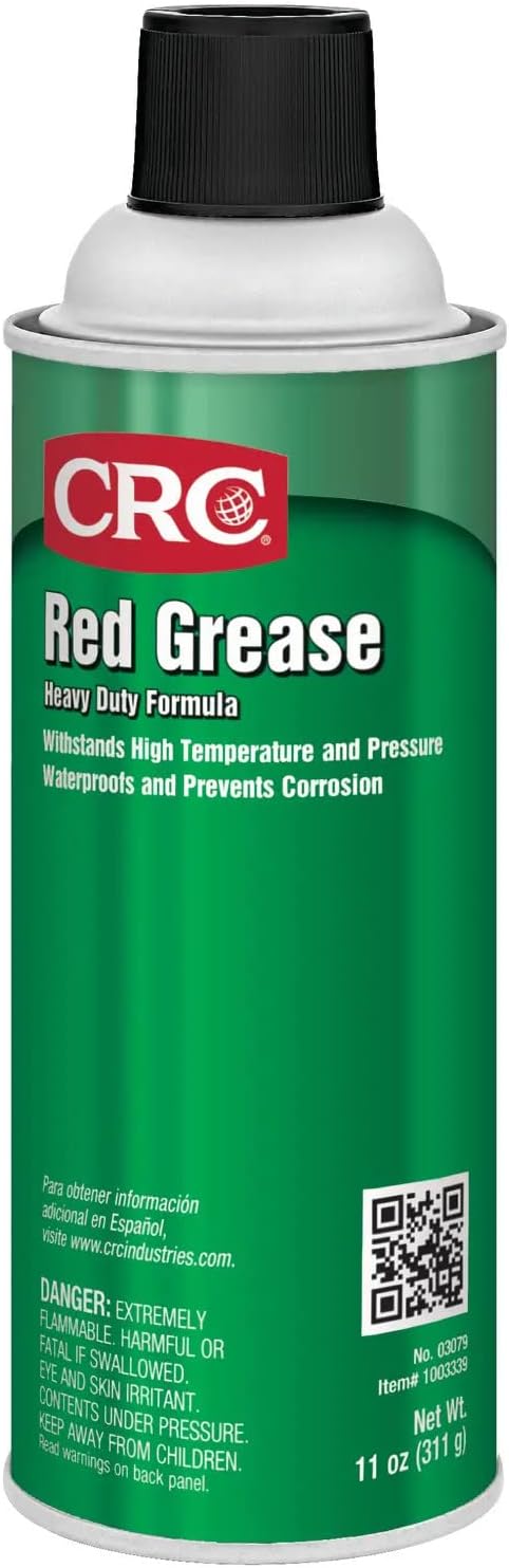 CRC Red Grease 03079 11 WT OZ, Multi-Purpose Aerosol Lubricant, Red Color for
