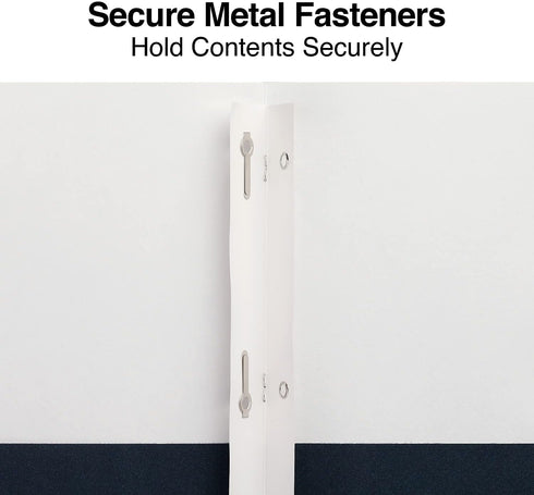 Staples Navy Smooth 2-Pocket Paper Folder with Fasteners, 25/Box (50780/27547-CC)