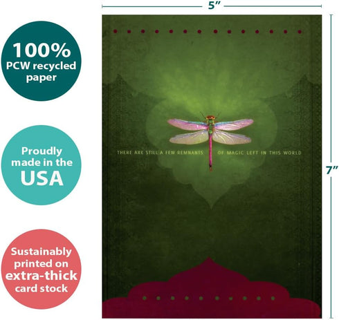 Tree-Free Greetings Magic Remnants Dragonfly All Occasion Cards, 2 Recycled 5x7 Cards & Envelopes, USA Made