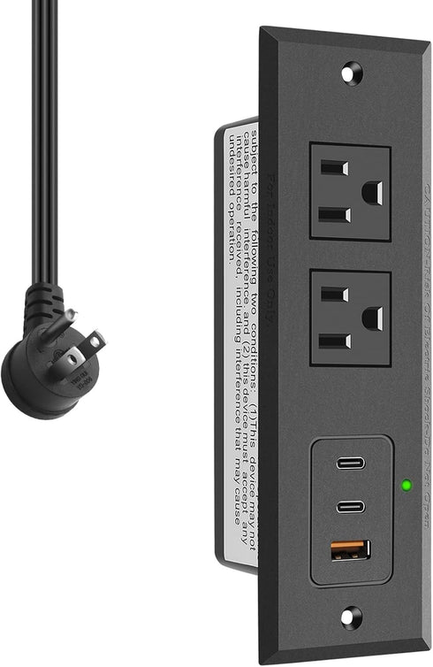 CCCEI Recessed Power Strip with Two USB-C Ports, Fast Charging USB A Port