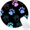 Dog Paw Print Round Mouse Pad, Funny Small Mouse Pad with Non-Slip Rubber Base, Home Office Decor Desk Accessories, 8.7