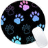 Dog Paw Print Round Mouse Pad, Funny Small Mouse Pad with Non-Slip Rubber Base, Home Office Decor Desk Accessories, 8.7