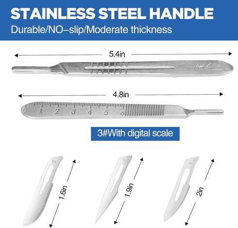 32PCS 30 Scalpel Blades with #10#11#23 Scalpels, Surgical Sterile Blades Including Two Handles for Crafts & More