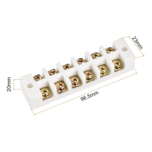Porcelain Ceramic Terminal Block, Heat Resistance 6 Way Terminal for Wire Connector, Electrical Field - 96.5x23x20mm /1