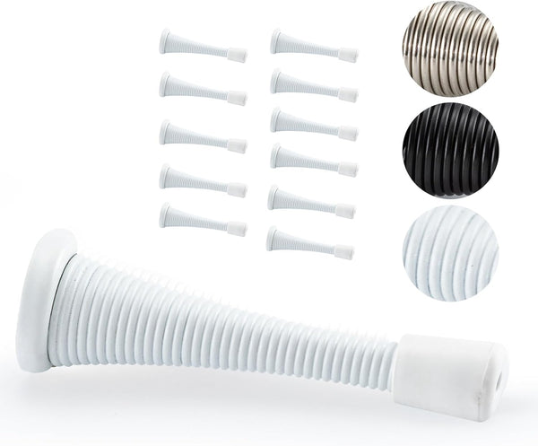 HOME MASTER HARDWARE 12 Pack Door Stoppers, White Rubber Door Draft Stopper for Bottom of Door, Heavy Duty Flexible