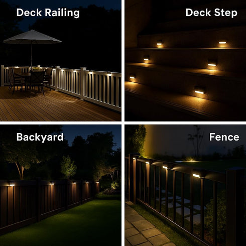 16 Pack, Solar Deck Lights Outdoor Peel And Stick Deck Railing Lights, Long-lasting & Durable Waterproof For Outdoor