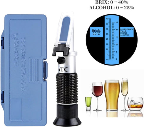VGVGV 2 1 0-25% 0-40% Brix Refractometer, In Handheld Alcohol Refractometer Alcohol Beer Wine Concentration Meter Brix