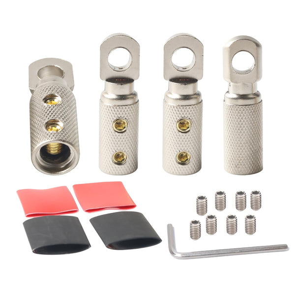 4 Gauge Wire Terminal Connector, 5/16 Ring Wiring Terminals, 4AWG Power Wire Lugs with Heat Shrink Tube Set