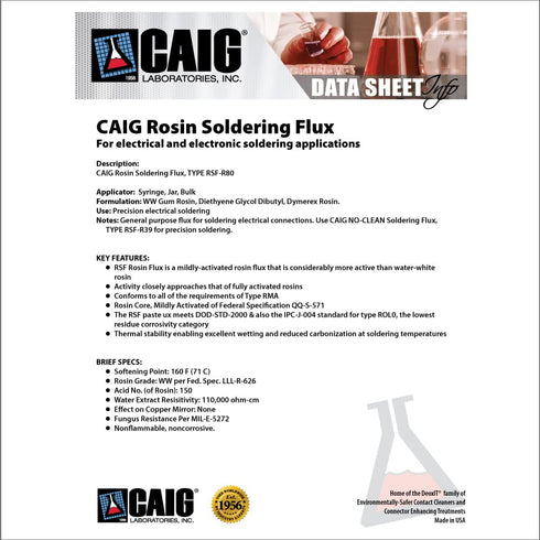 CAIG Labs. Rosin Soldering Flux Syringe, 8 Grams, Pack of 1