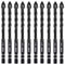 Black 6mm 10PC Masonry Drill Bit Set, 1/4” Concrete Drill Bit Set, Industrial Carbide Tip YG6X, Hex Shank
