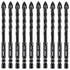 Black 6mm 10PC Masonry Drill Bit Set, 1/4” Concrete Drill Bit Set, Industrial Carbide Tip YG6X, Hex Shank