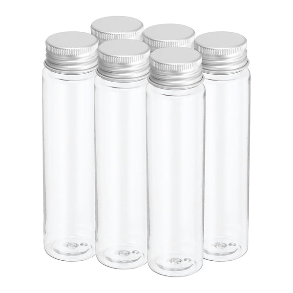 PATIKIL 80ml Plastic Test Tubes with Screw Caps, 6Pcs 128x33mm Flat Bottom Tubes for Candy Bead Storage