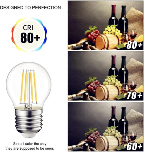 LED Edison Light Bulbs, 4W G45 Non-Dimmable, 2700K Warm White, 40W Equivalent for Tiffany Lamp, Pendant Light, 6 Packs