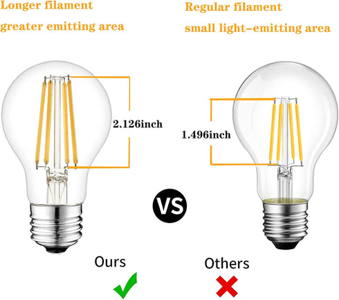 2 Pack 12 Volt Edison Bulb E26, 12V LED Warm White 2700K 60W Equivalent, Low Voltage Vintage A19 Bulbs