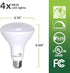 Bioluz LED 4 Pack 90 CRI BR30 LED Dimmable Bulb, 7.5W = 65 Watt Replacement, 650 Lumen, 4000K, 4 Pack