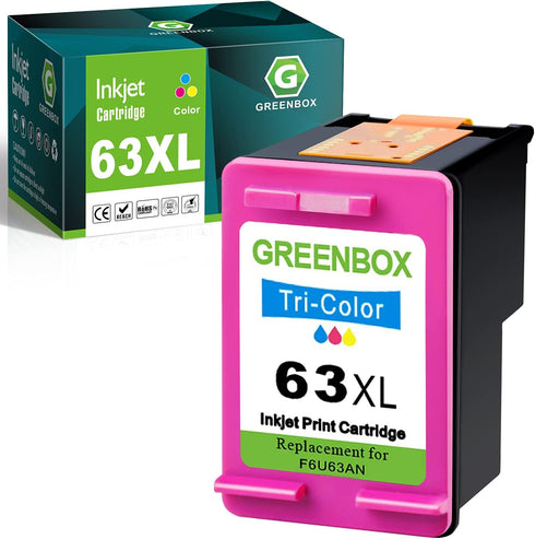 GREENBOX Remanufactured Ink Cartridge Replacement for HP 63XL - 1 Tri-Color for Envy 4516, 4520, Officejet 4650