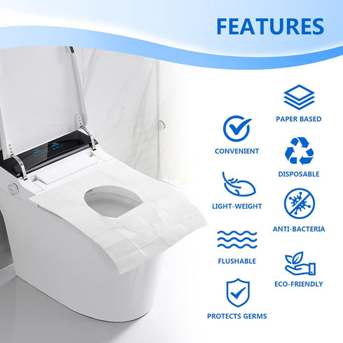 (60 pack), Toilet Seat Covers XL Flushable and Biodegradable Paper Cover Disposable for Adult and Kids Potty Training