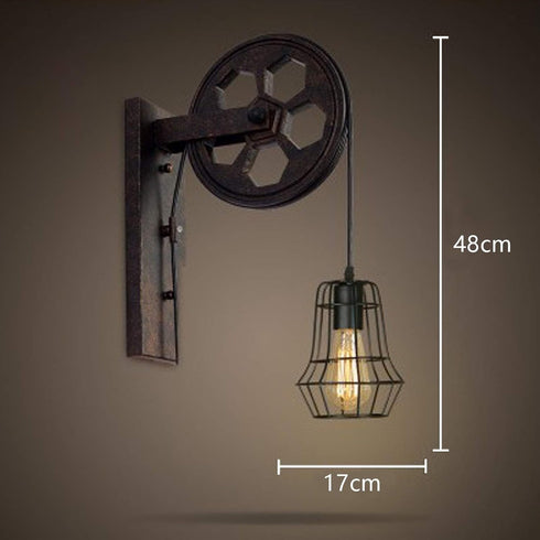 Ncescmal 110-220V E27 Bulb Antique Iron Cage Wall Lamp Corridor Wall Lamp Lamp Holder Without (Rust)