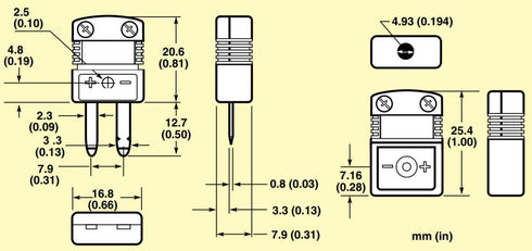 10pc Mini K-Type Thermocouple Wire Connector - Male Plug