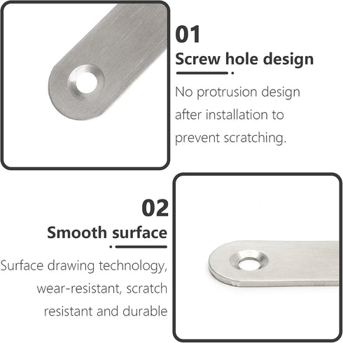 LDEXIN 20Pcs 40 16 mm Flat Straight Brace, Stainless Steel x Flat Straight Corner Bracket Metal Mending Plates for Wood