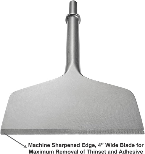 4 Inch Wide Pneumatic Chisel Bit, 0.401 Inch Shank Air Chisel Bit for Tile & Thinset Scaling, Wall and Floor Scraper