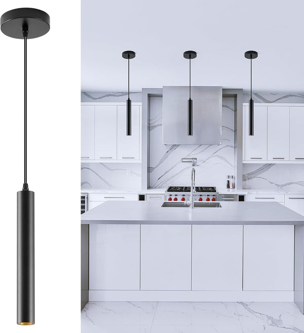 Modern LED Pendant Light, 10W Dimmable Ceiling Hanging Spotlight Fixture Black Minimalist