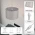 2 Pack 15Ft Plug in Pendant Light, Hanging Light with Clear Cord, On/Off Switch, Beige Yellow Fabric Lamp Shade