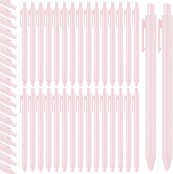 Fulmoon 50 Pcs Cute Ballpoint Pens Bulk, Retractable 1.0 mm Medium Point Writing Pens for Teacher Student (Pale Pink,