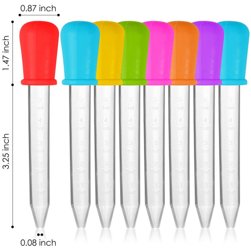 8 Pcs Liquid Droppers, SENHAI Silicone and Plastic Pipettes with Bulb Tip for Candy Oil Kitchen Kids Gummy Making