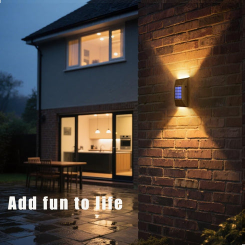 F-2pack) Solar Wall Lights Outdoor, Waterproof LED Fence Lights with Multiple Modes & Dual Color Temperature, Auto